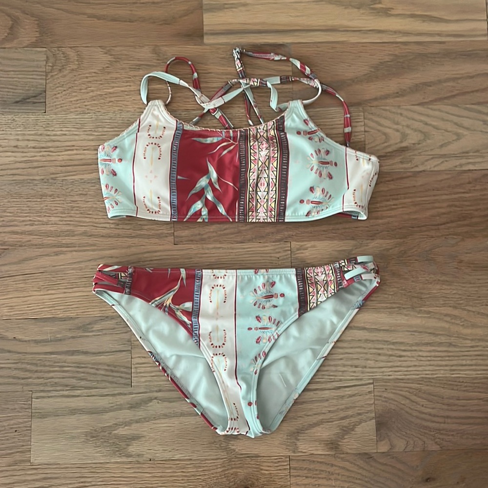 roxy 2 piece multicolored swimsuit